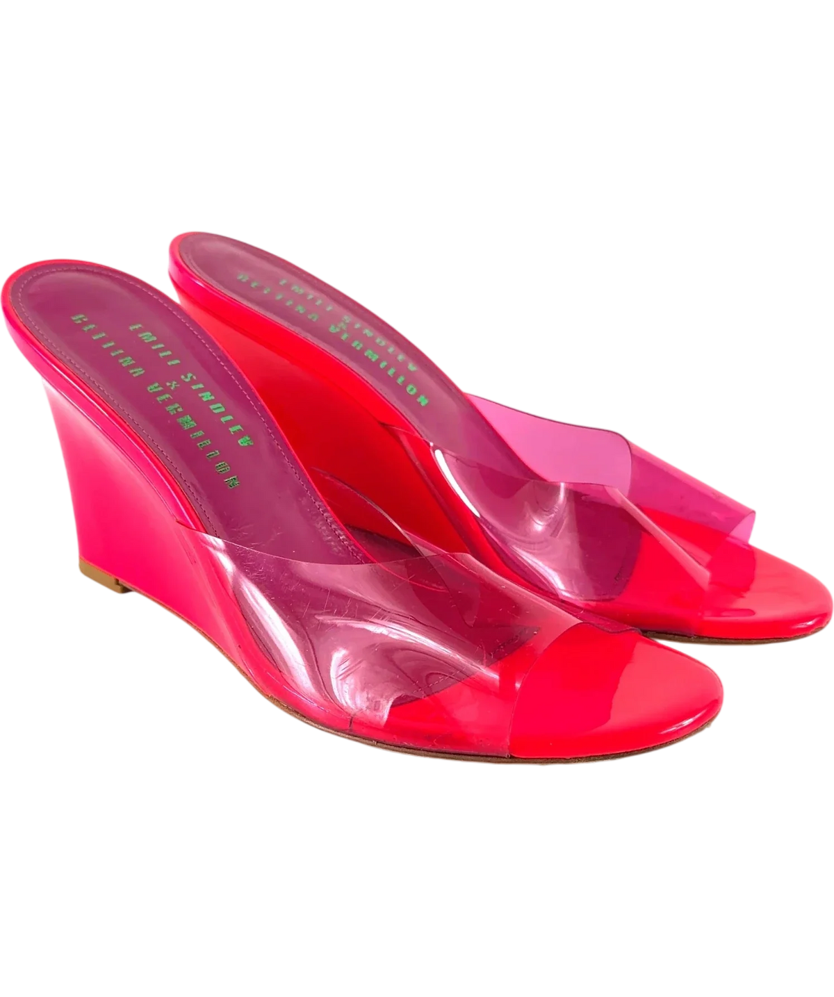 Emili Sindlev x Bettina Vermillon Pink Britney Wedge Mules, size UK 5 EU 38 👠 — front