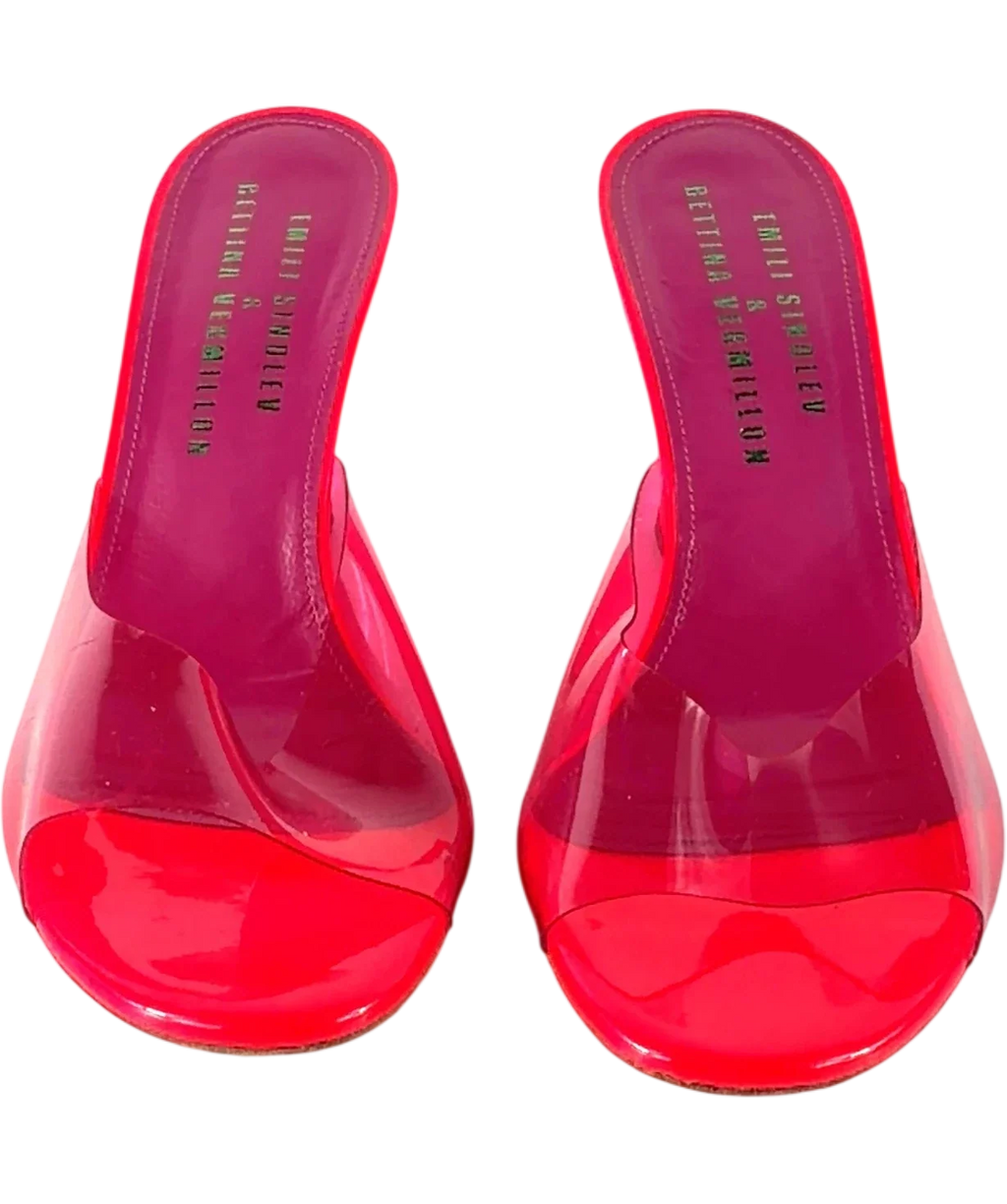 Emili Sindlev x Bettina Vermillon Pink Britney Wedge Mules, size UK 5 EU 38 👠 — detail