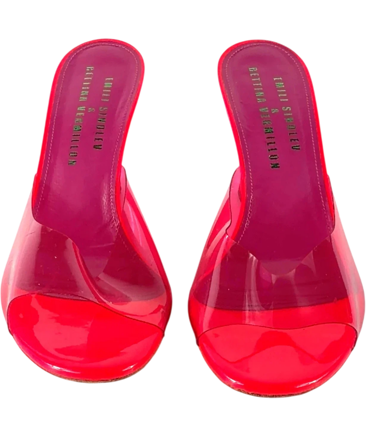 Emili Sindlev x Bettina Vermillon Pink Britney Wedge Mules, size UK 5 EU 38 👠 — detail