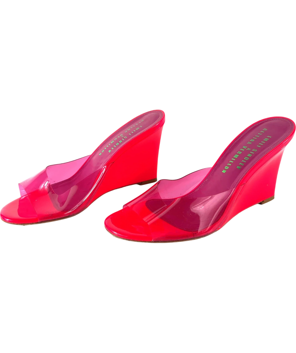 Emili Sindlev x Bettina Vermillon Pink Britney Wedge Mules, size UK 5 EU 38 👠 — label