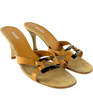 Kaliko Beige Strappy Kitten Heel Mules UK 6