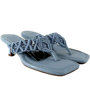 ASOS Dusty Blue Hawaii Weave Toe Thong Kitten Heeled Sandals  UK 4