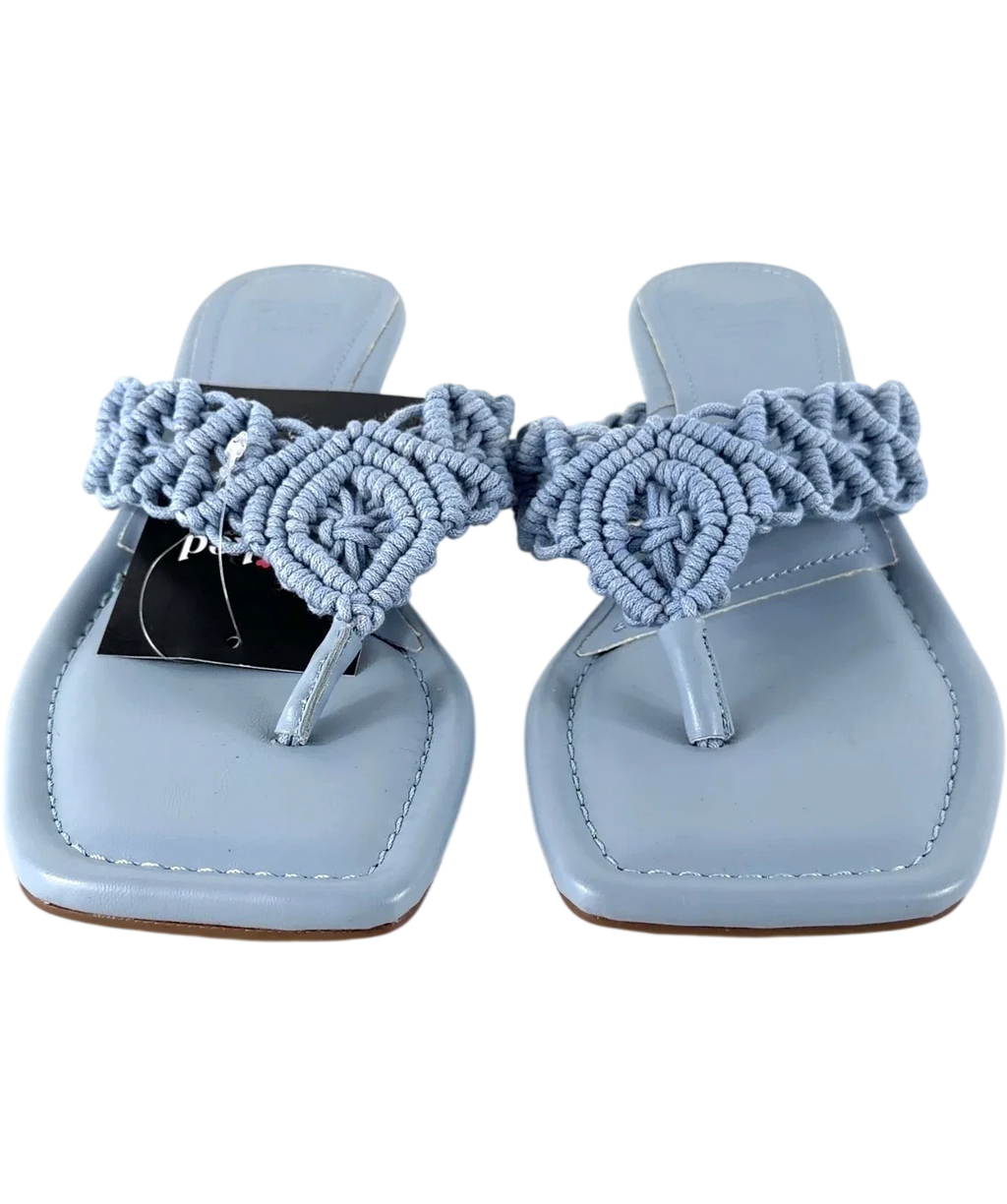 ASOS Blue Hawaii weave toe thong kitten heeled sandals, size UK 4 EU 37 👠 — detail