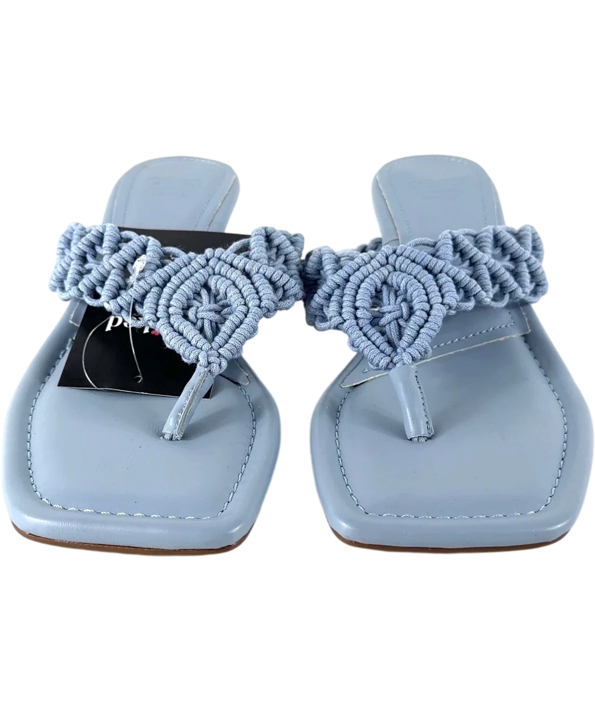 ASOS Blue Hawaii weave toe thong kitten heeled sandals, size UK 4 EU 37 👠 — detail
