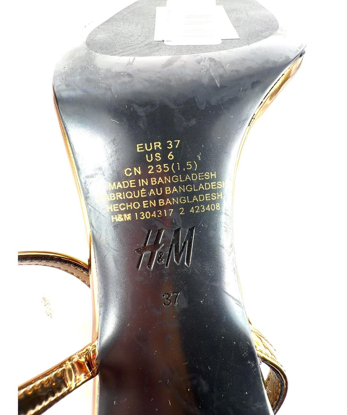 H&M bronze Heeled Strappy Sandals, size UK 4 EU 37 👠 — care label