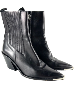 Warehouse Premium Real Leather Toe Cap Western Boot Black UK 7.5