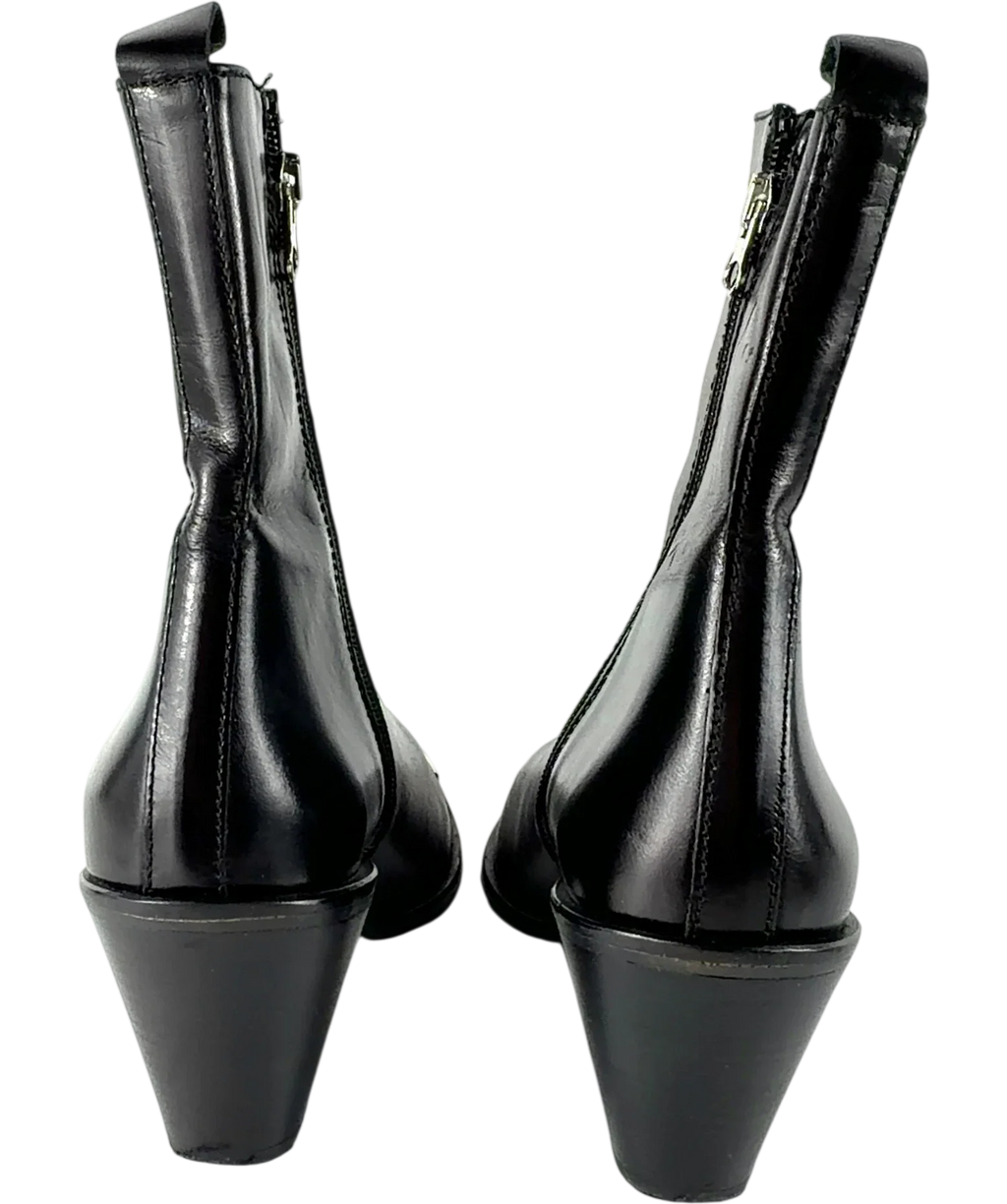 Warehouse Black Premium Real Leather Toe Cap Western Boot, size UK 8 EU 41 👠 — back