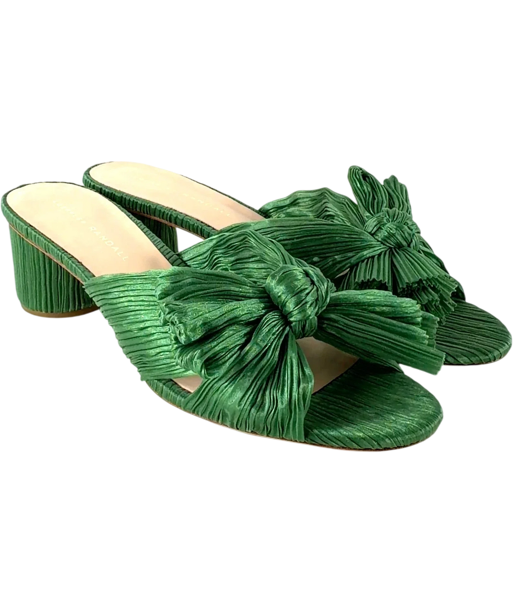 Loeffler Randall Green Emilia Pleated Knot Mule, size UK 6 EU 39 👠 — front