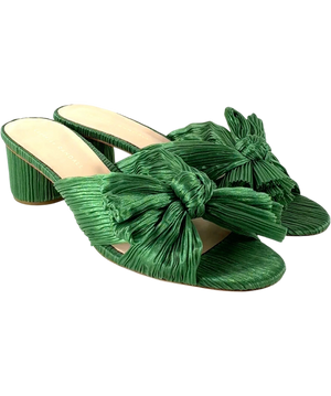 Loeffler Randall Emerald Green  Emilia Pleated Knot Mules US9 UK 7