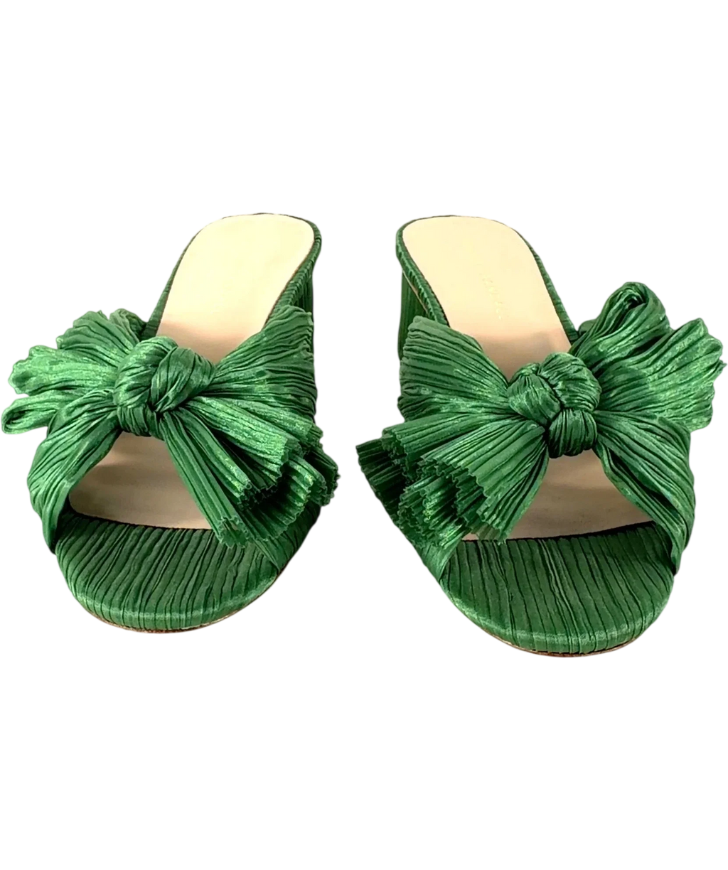 Loeffler Randall Green Emilia Pleated Knot Mule, size UK 6 EU 39 👠 — detail