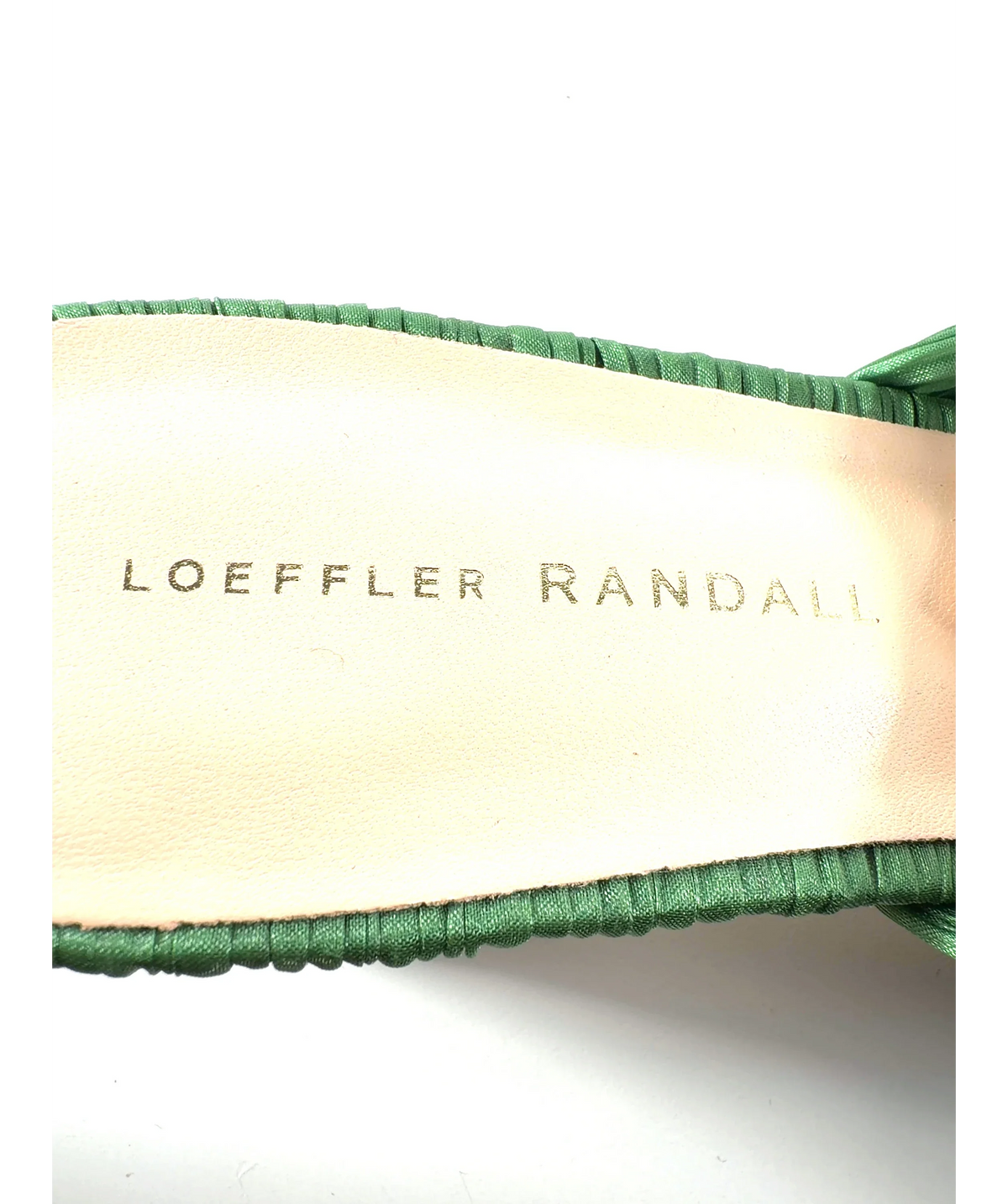 Loeffler Randall Green Emilia Pleated Knot Mule, size UK 6 EU 39 👠 — care label