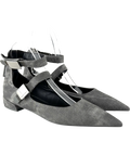 Charles & Keith Grey Robbie Denim-Effect Mary Jane Flats, size UK 3 EU 36 👠 — front