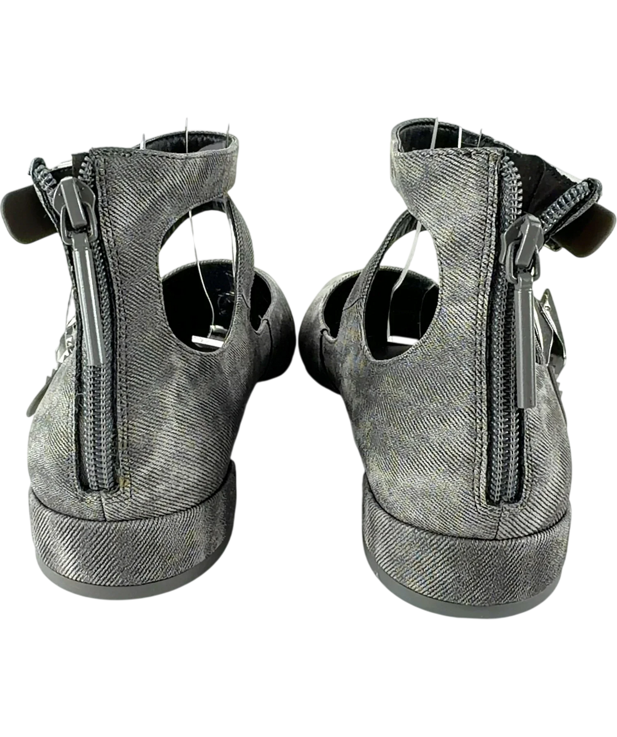 Charles & Keith Grey Robbie Denim-Effect Mary Jane Flats, size UK 3 EU 36 👠 — back