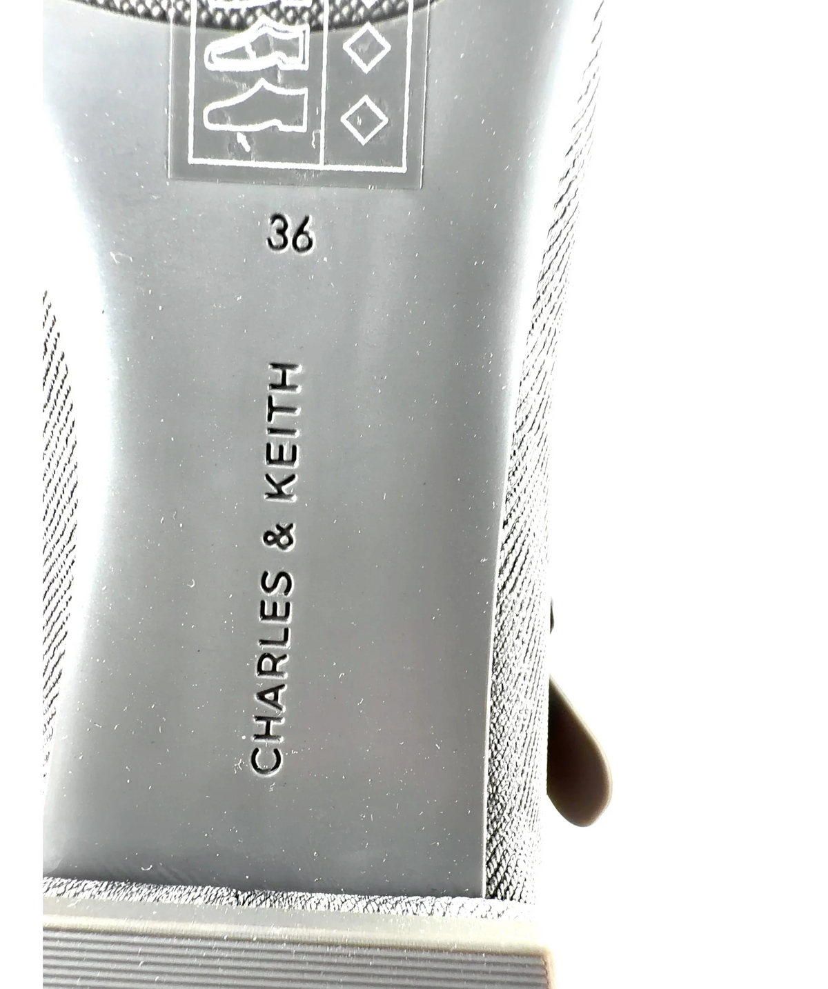 Charles & Keith Grey Robbie Denim-Effect Mary Jane Flats, size UK 3 EU 36 👠 — care label