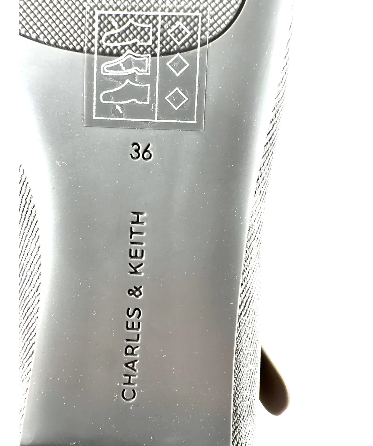 Charles & Keith Grey Robbie Denim-Effect Mary Jane Flats, size UK 3 EU 36 👠 — fabric detail