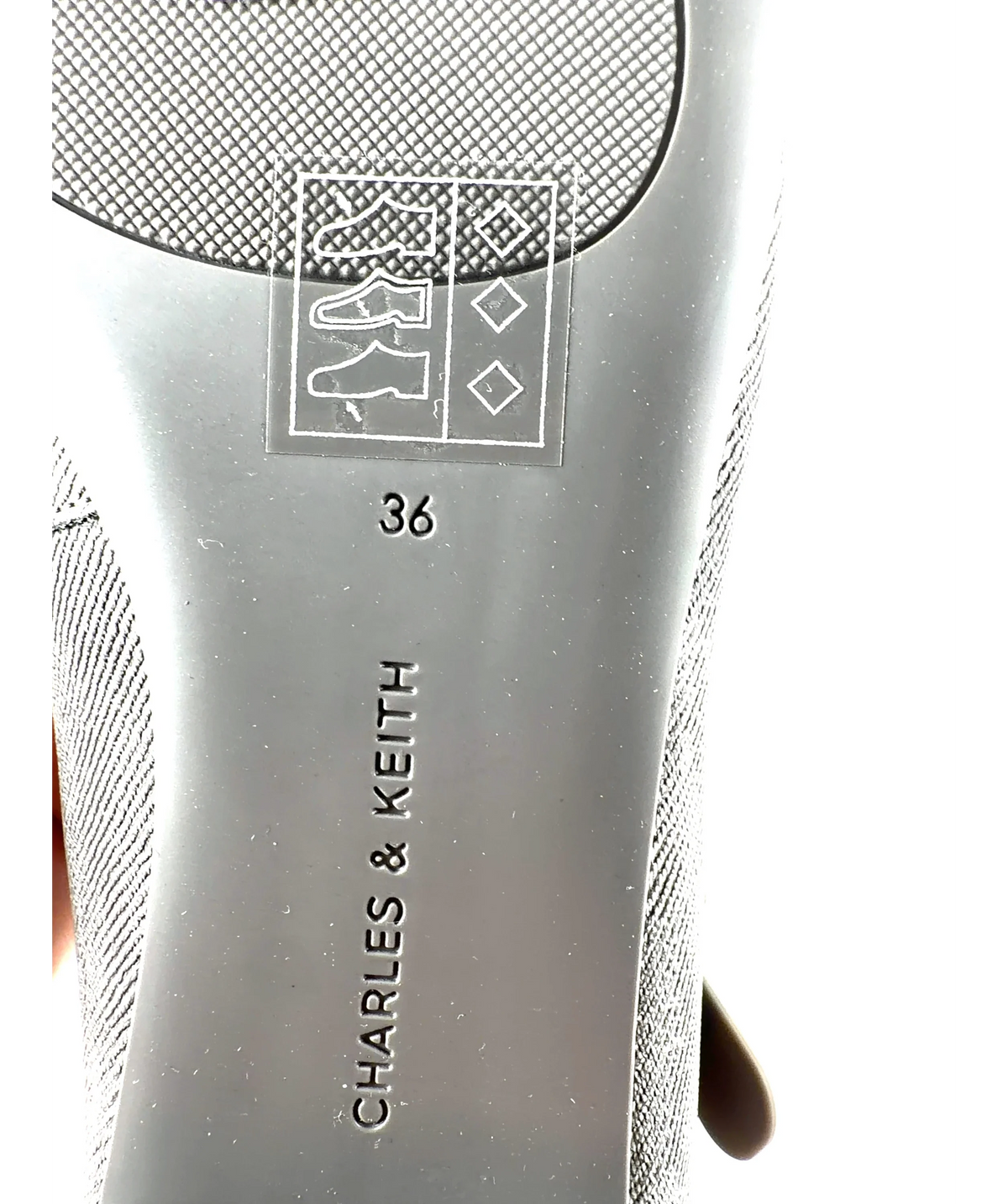 Charles & Keith Grey Robbie Denim-Effect Mary Jane Flats, size UK 3 EU 36 👠 — additional view
