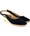 Jd Williams Black Miami Wedge Espadrille Slingback Sandals (Wide Fit E), size UK 9 EU 42 👠 — front