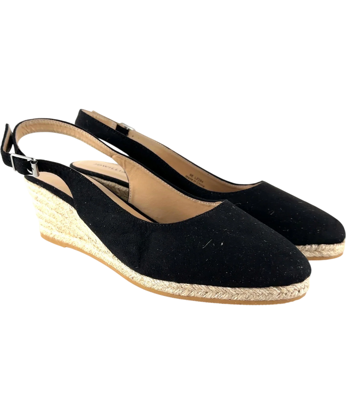 Jd Williams Black Miami Wedge Espadrille Slingback Sandals (Wide Fit E), size UK 9 EU 42 👠 — front
