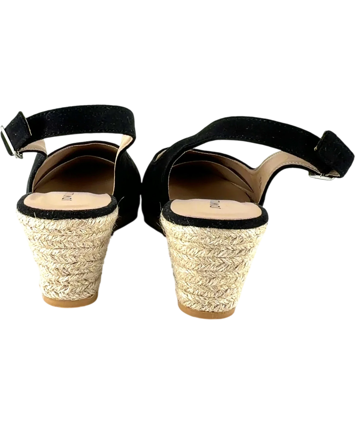Jd Williams Black Miami Wedge Espadrille Slingback Sandals (Wide Fit E), size UK 9 EU 42 👠 — back