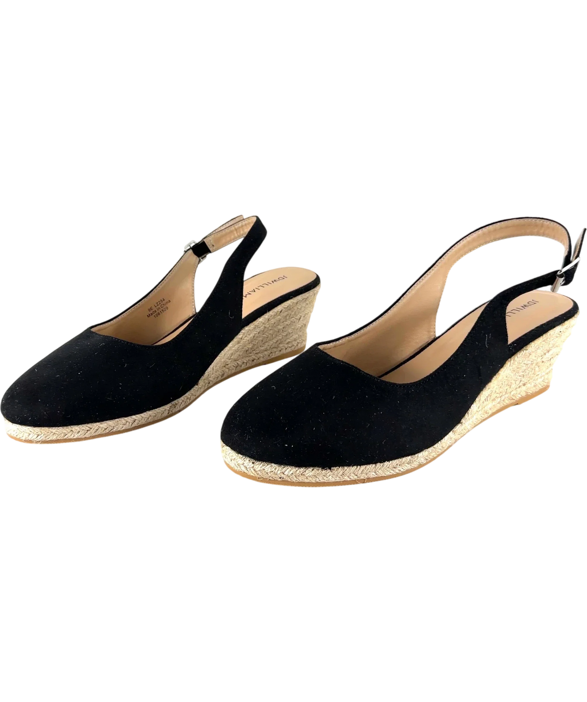 Jd Williams Black Miami Wedge Espadrille Slingback Sandals (Wide Fit E), size UK 9 EU 42 👠 — label