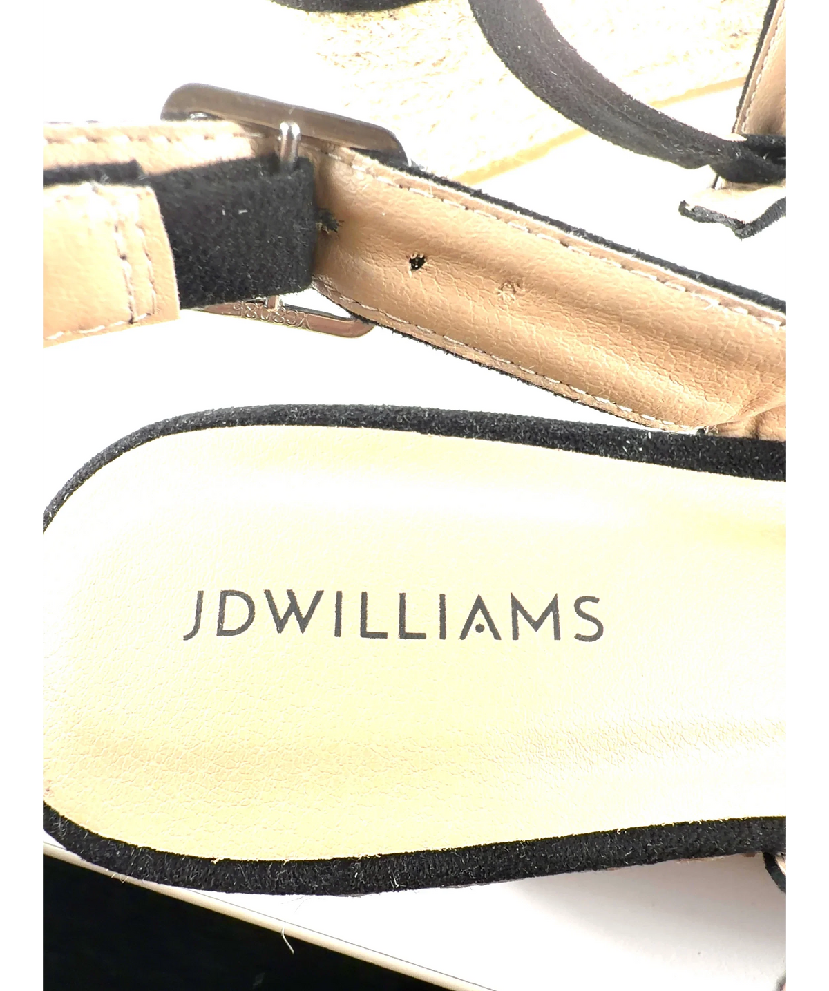Jd Williams Black Miami Wedge Espadrille Slingback Sandals (Wide Fit E), size UK 9 EU 42 👠 — care label