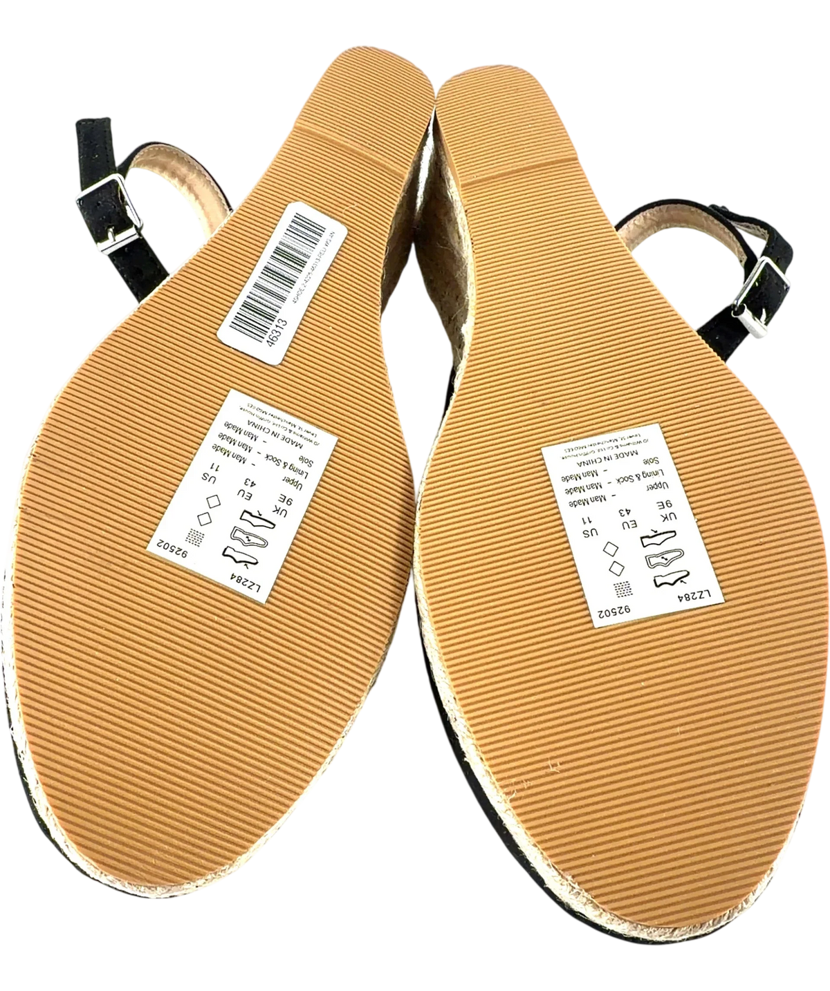Jd Williams Black Miami Wedge Espadrille Slingback Sandals (Wide Fit E), size UK 9 EU 42 👠 — view 8