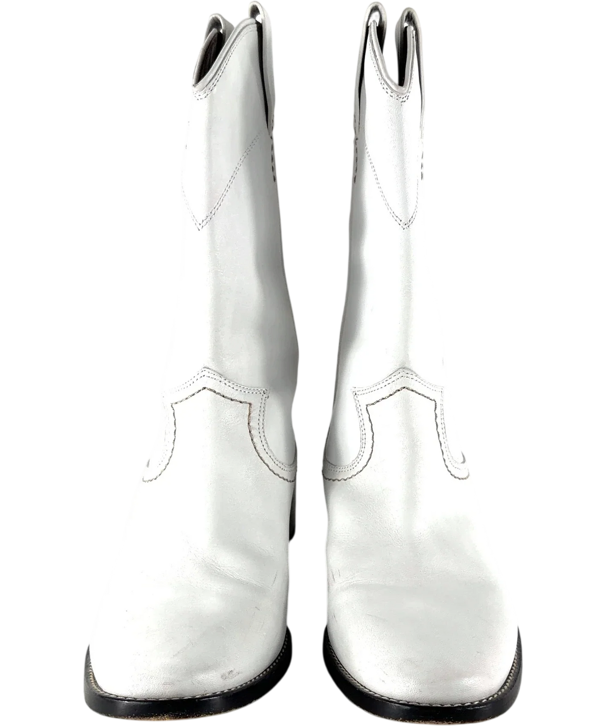 See by Chloé White Annika White Leather Western Boots, size UK 8 EU 41 👠 — detail