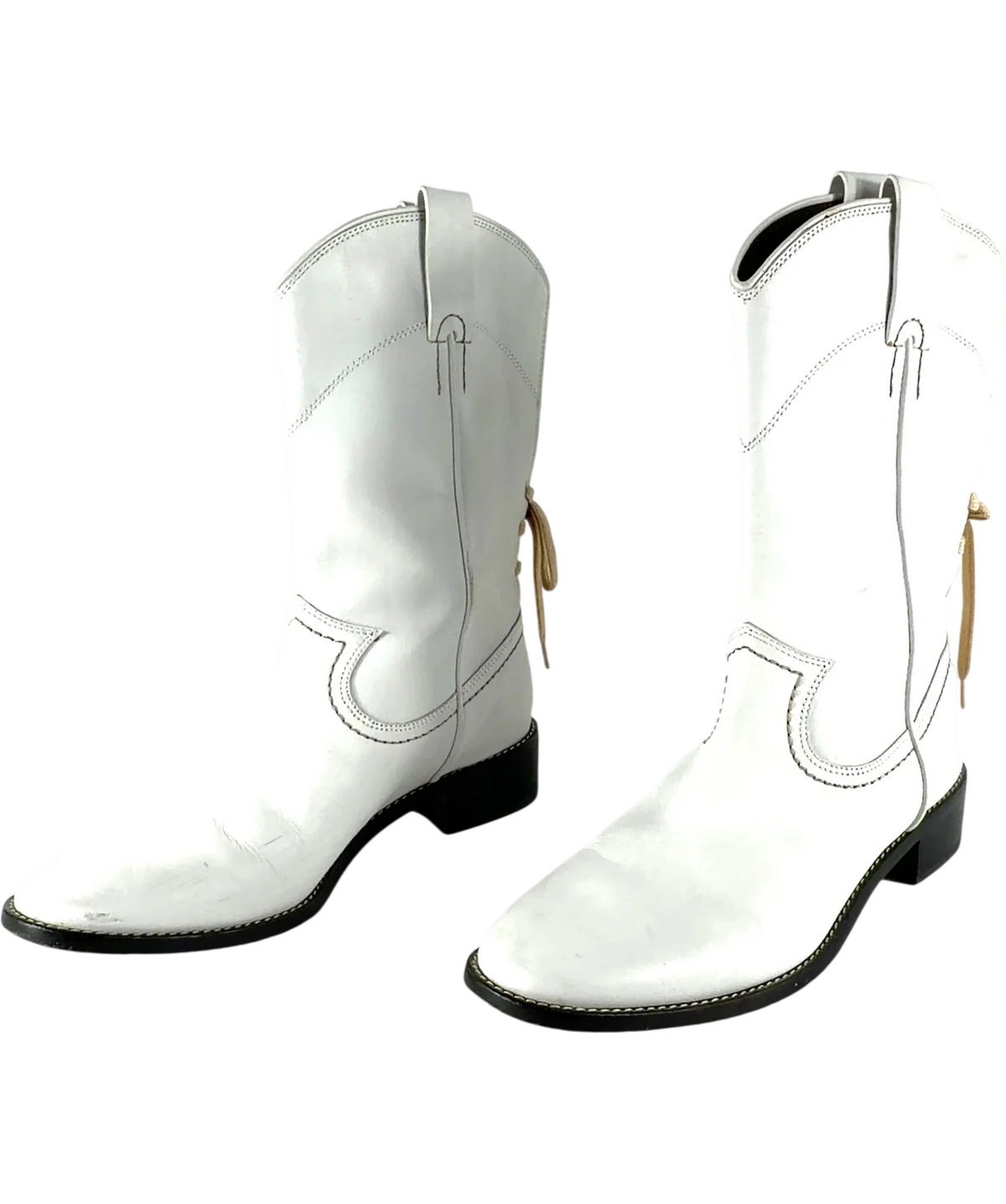 See by Chloé White Annika White Leather Western Boots, size UK 8 EU 41 👠 — label