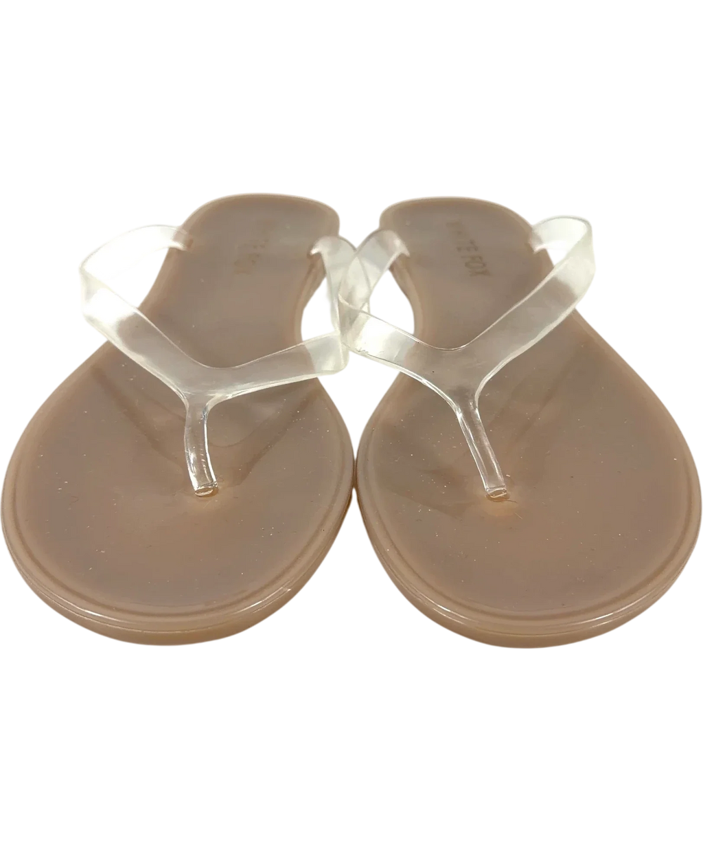 WHITE FOX Nude Dean Jelly Thong Sandals, size UK 6 EU 39 👠 — detail