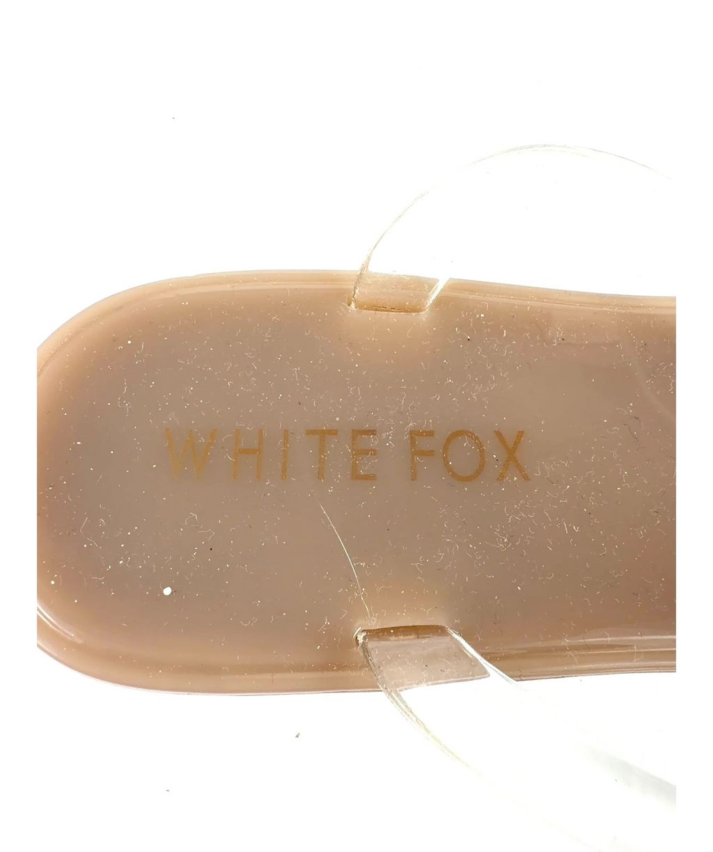 WHITE FOX Nude Dean Jelly Thong Sandals, size UK 6 EU 39 👠 — care label