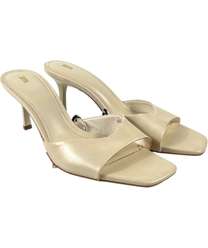 Zara Heeled Mule Sandals Cream  EU 40 UK 7