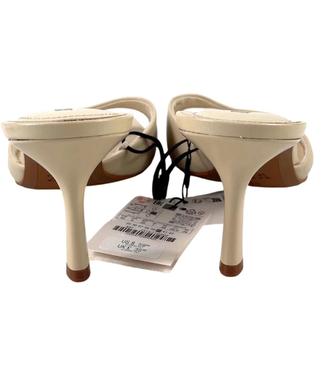 ZARA cream Heeled Mule Sandals, size UK 7 EU 40 👠 — back