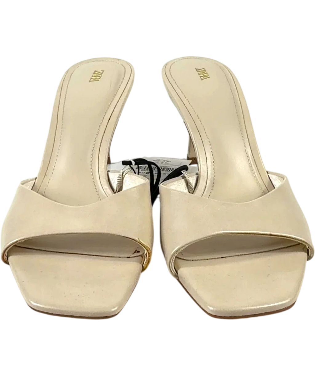 ZARA cream Heeled Mule Sandals, size UK 7 EU 40 👠 — detail
