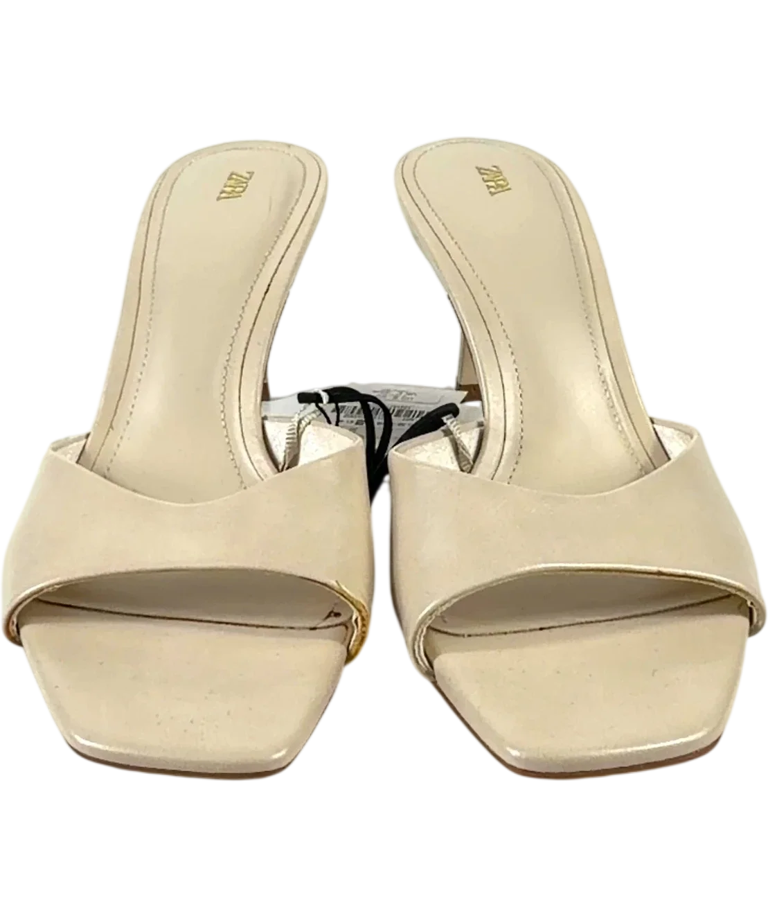 ZARA cream Heeled Mule Sandals, size UK 7 EU 40 👠 — detail