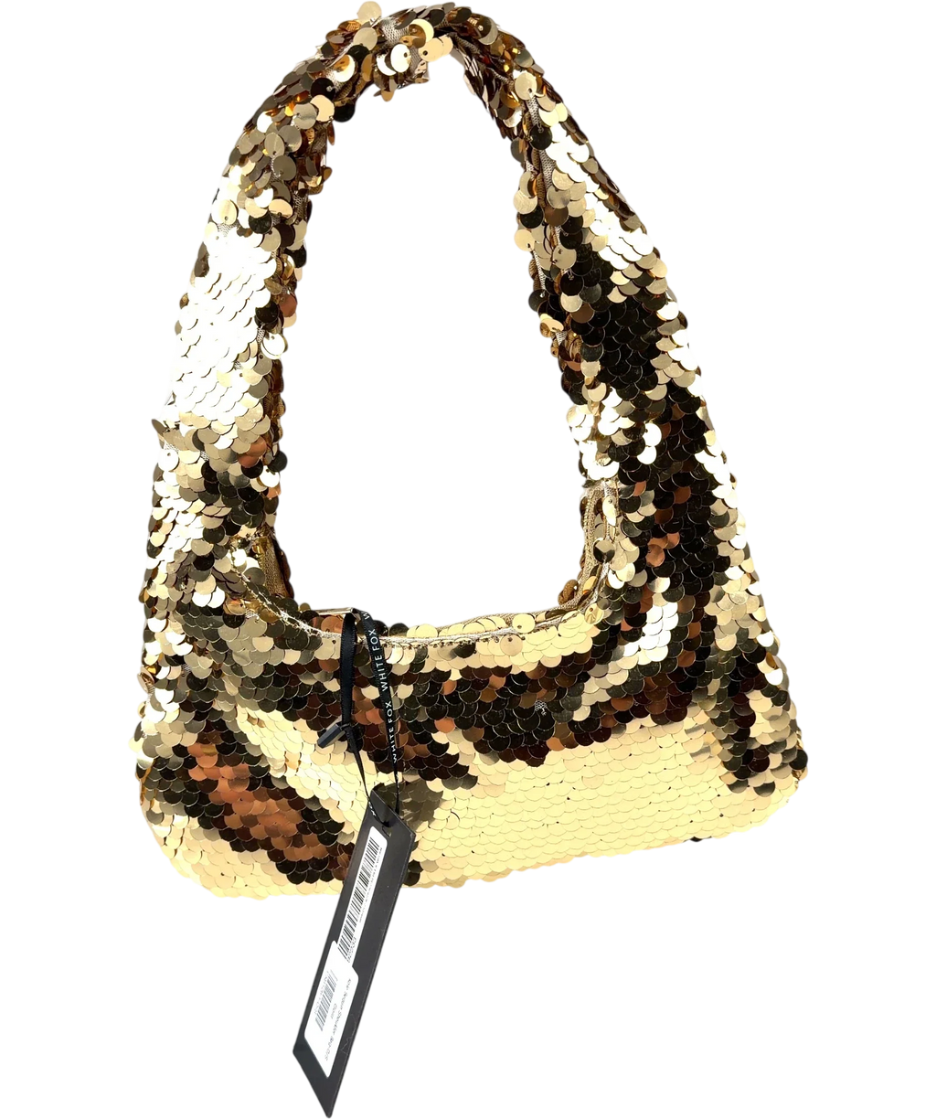 WHITE FOX gold Kole Sequin Shoulder Bag — front