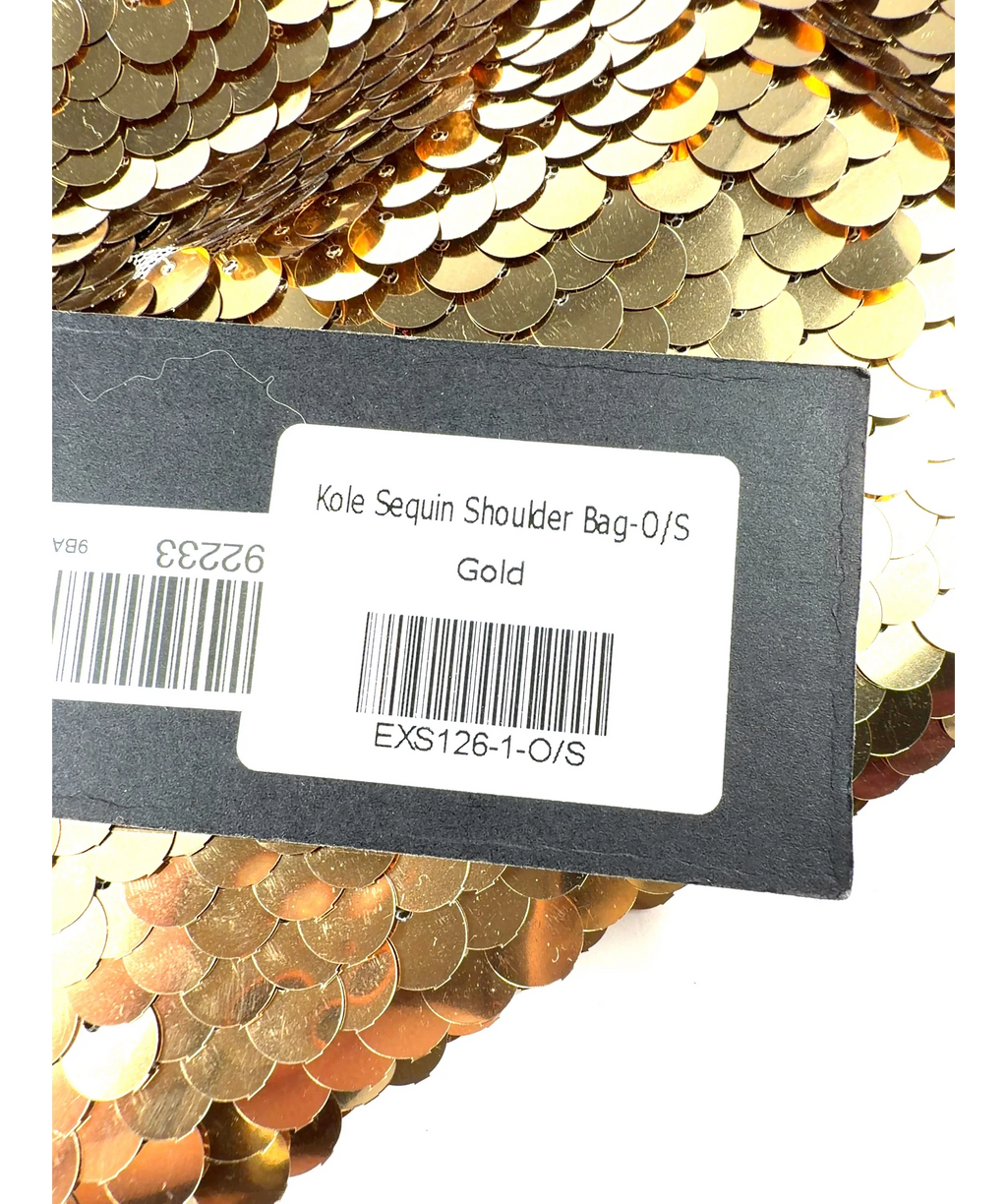 WHITE FOX gold Kole Sequin Shoulder Bag — fabric detail