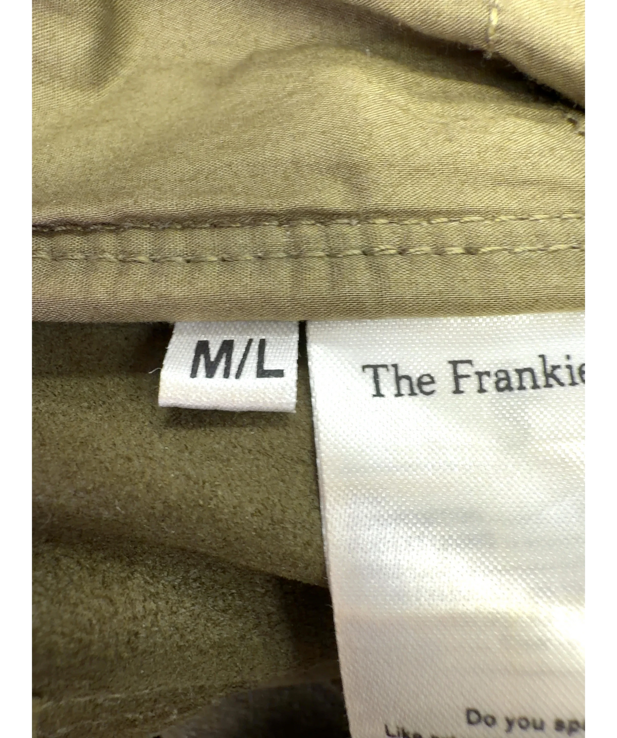 THE FRANKIE SHOP olive green Colour, size UK M/L — care label
