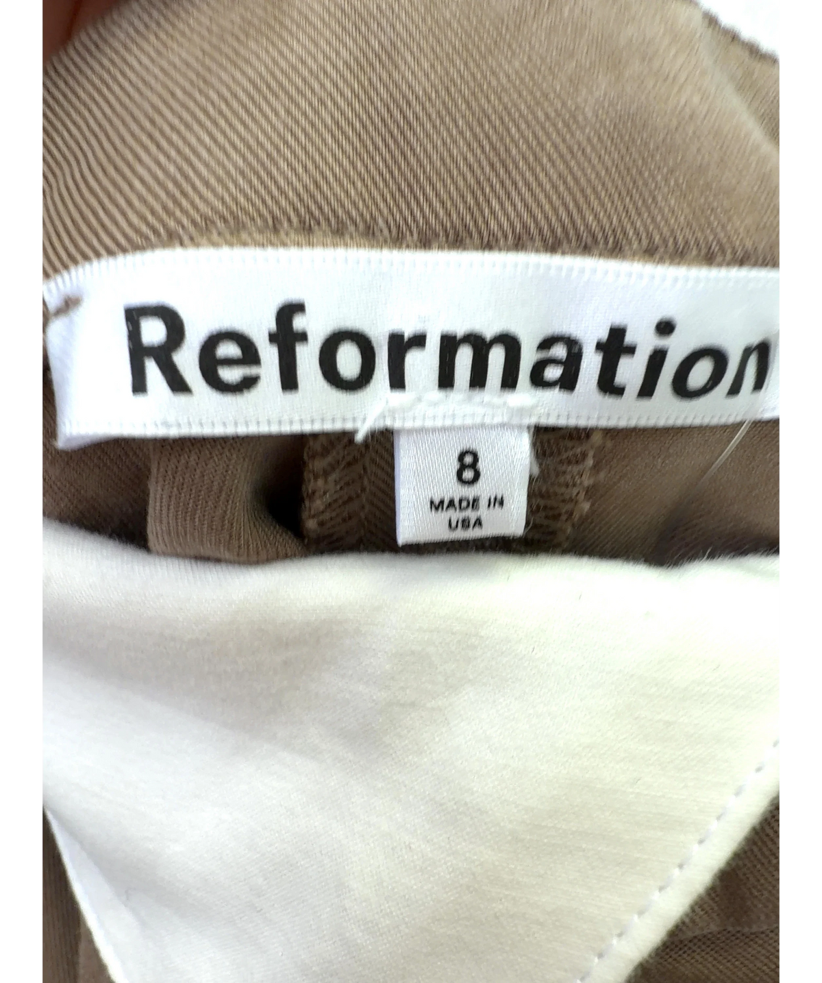 Reformation Brown Stevie Pant, size UK 8 — detail