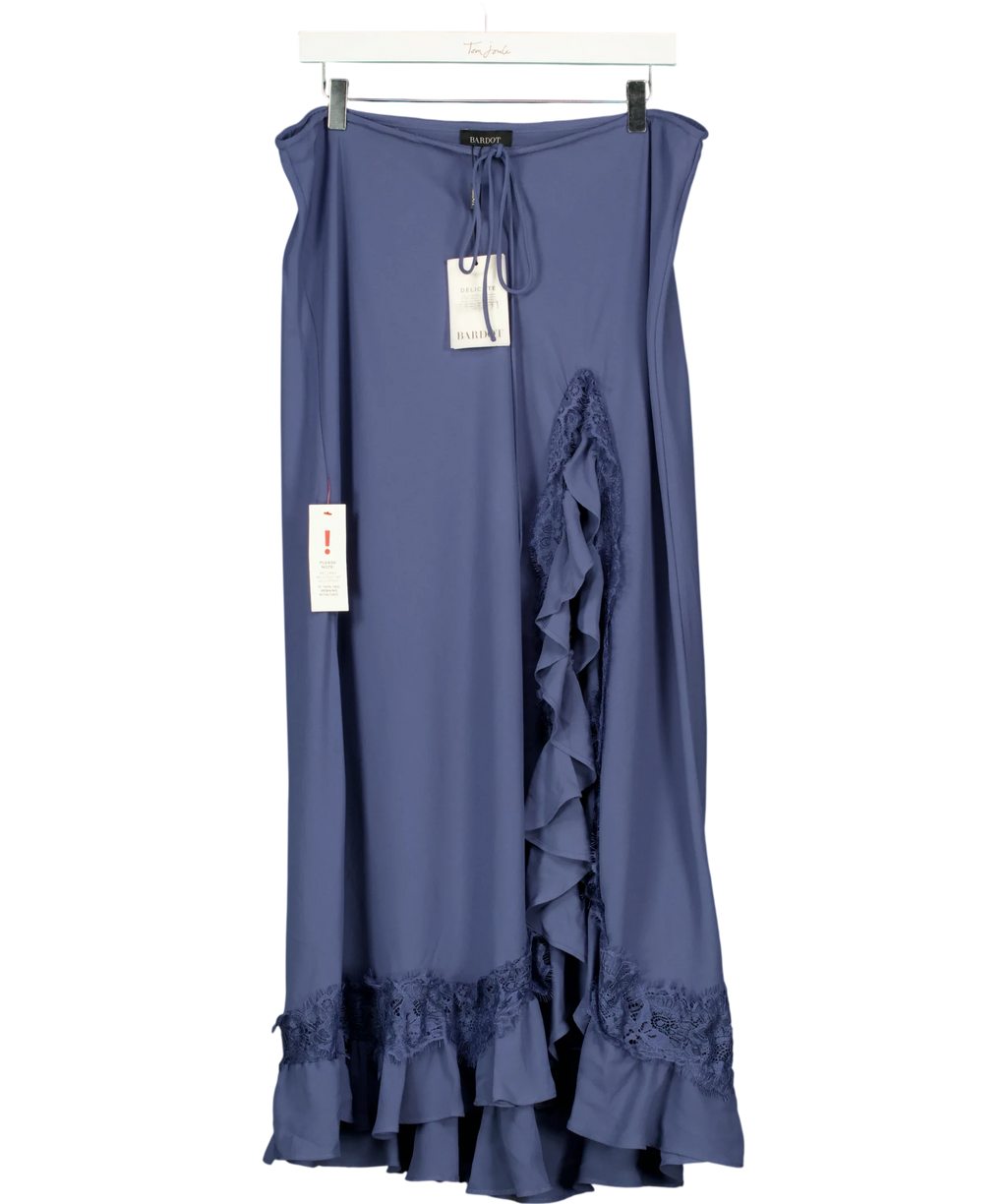 Bardot Blue Amari Lace Detail Maxi Skirt, size UK 10 — front