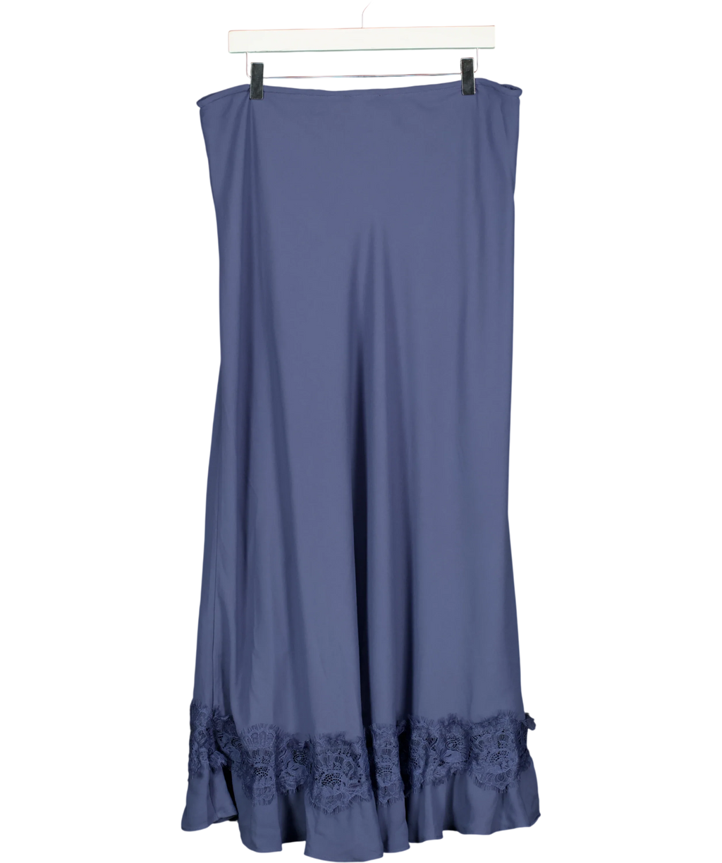 Bardot Blue Amari Lace Detail Maxi Skirt, size UK 10 — back