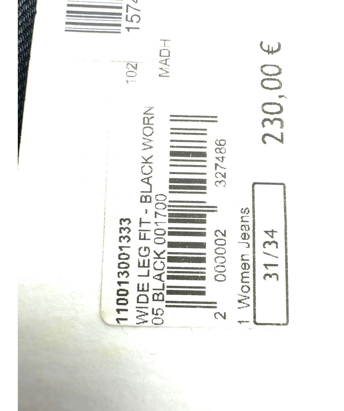 MADH Black Colour, size W31 — label