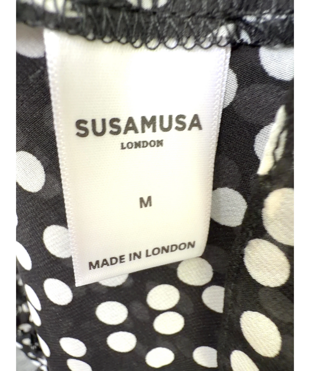 Susa Musa Black Meadow Skirt - Black Polka Dot, size UK M — care label