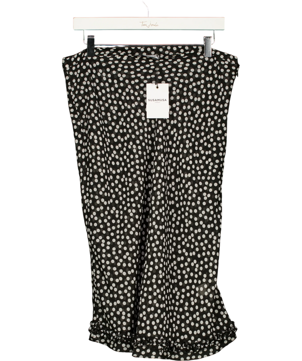 Susa Musa Black Meadow Skirt - Black Polka Dot, size UK M — front