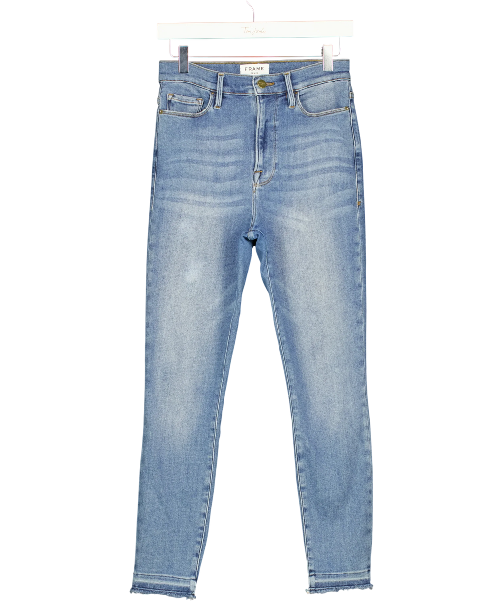 FRAME Blue Le High-Rise Cigarette Skinny Jeans, size W28 — front