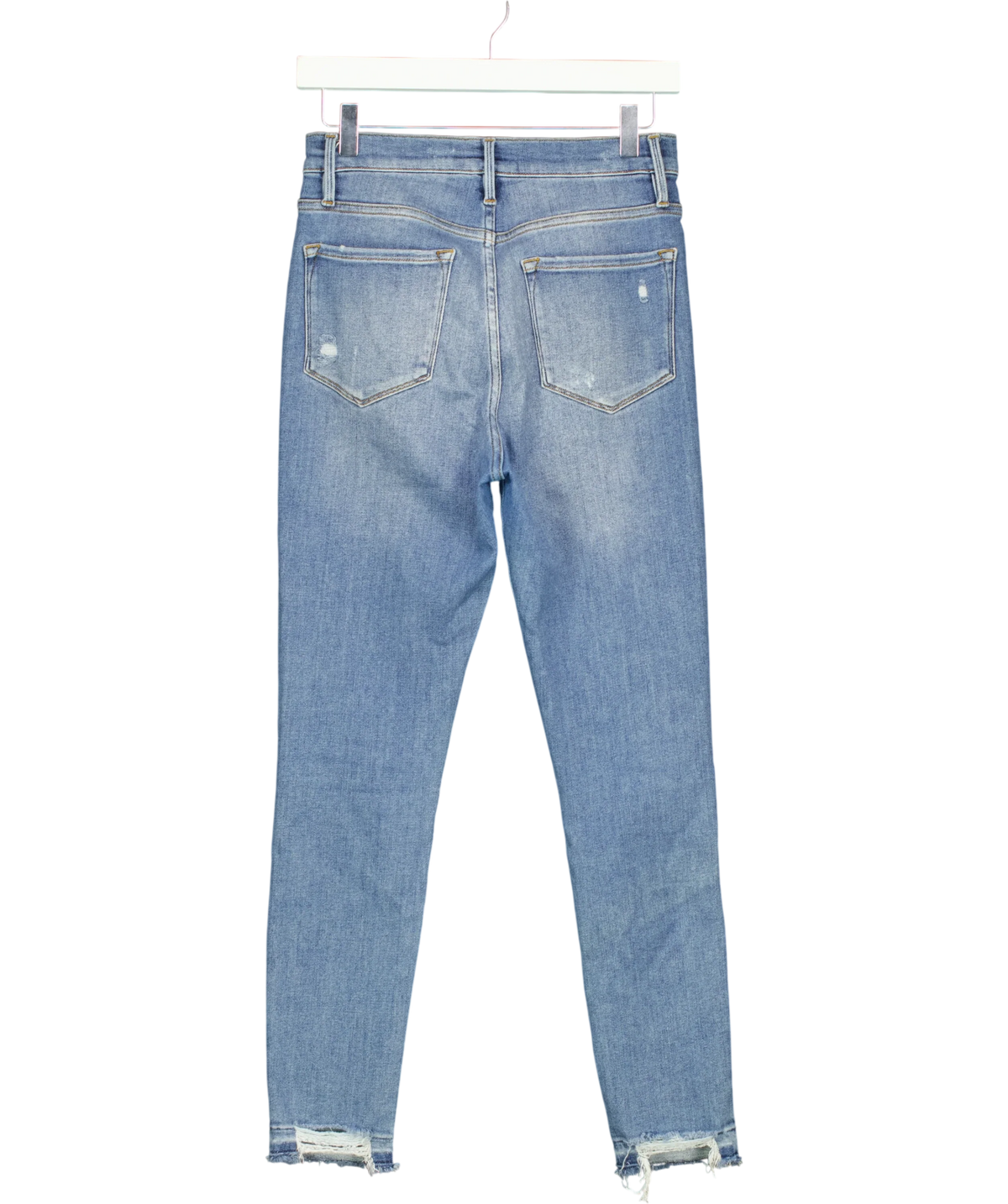 FRAME Blue Le High-Rise Cigarette Skinny Jeans, size W28 — back