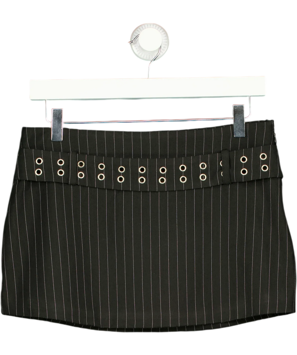 Outcast Black Pinstripe Kessia Eyelet detail Mini Skirt UK S — Front