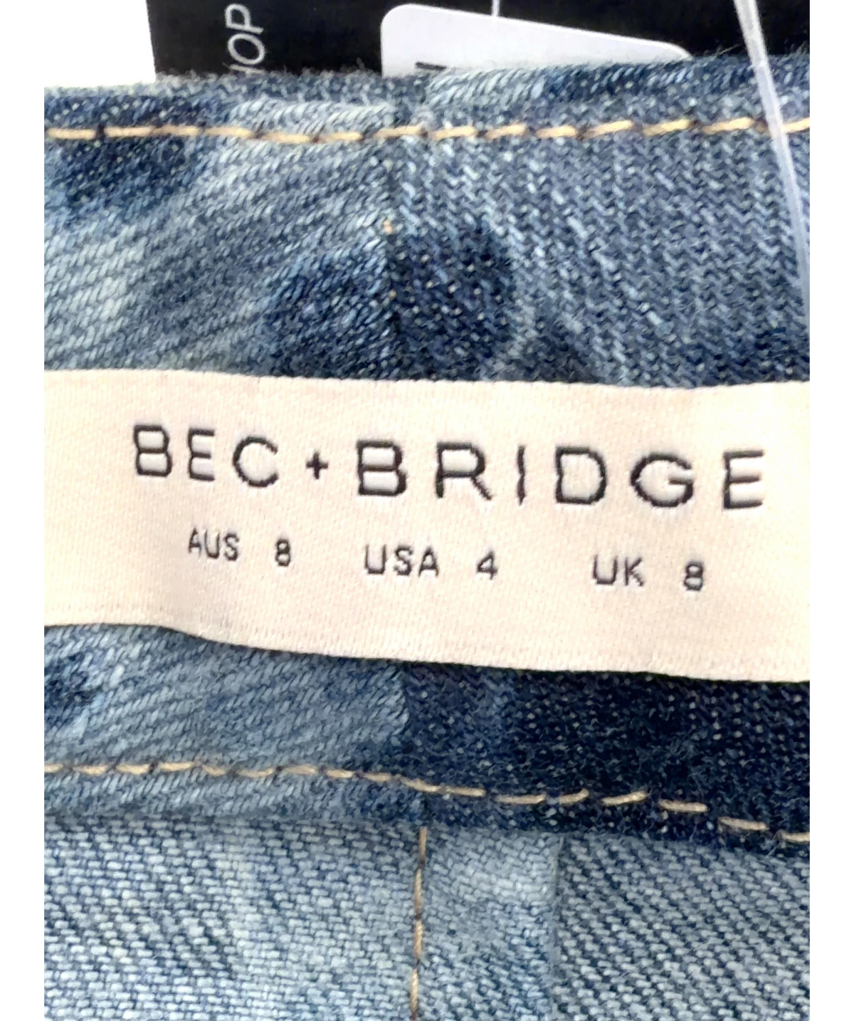 BEC+ BRIDGE Blue Royce Mini Skirt, size UK 8 — label