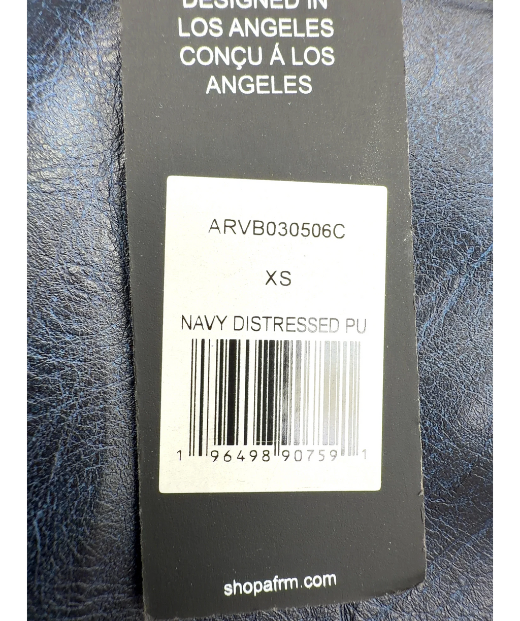 AFRM navy Olivia Skirt, size UK XS — care label