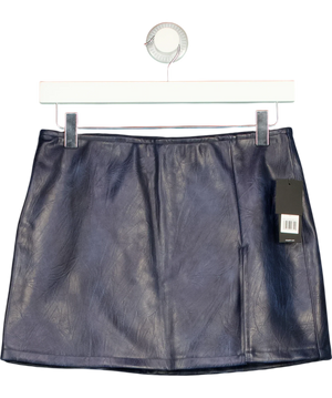 AFRM Olivia Navy Blue Distressed Faux Leather Mini Skirt  UK XS