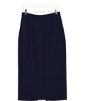 Roland Mouret Navy Blue 100% Wool crepe Pencil skirt with gold back zip  UK 12 — Front